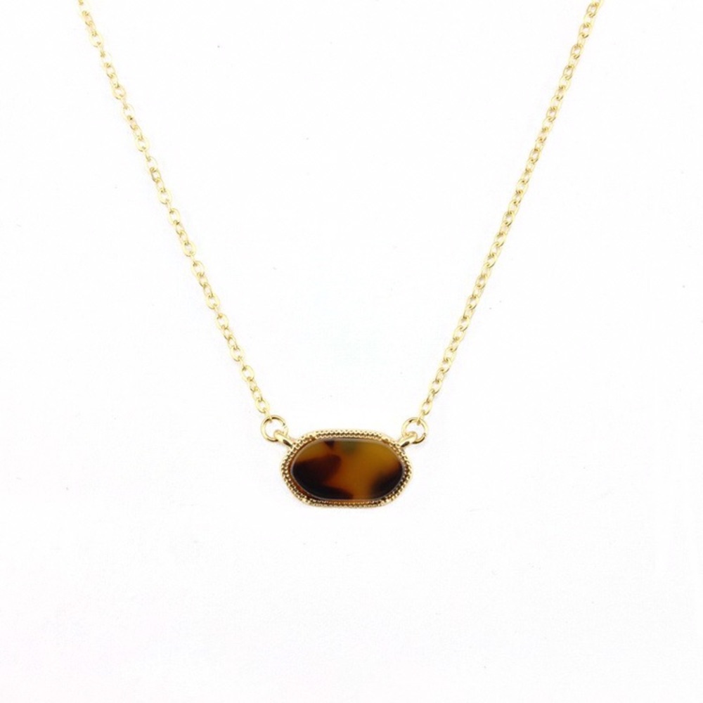 Acrylic Stone Pendant Necklace Leopard Print